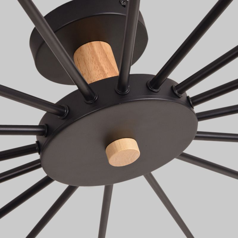 Luz de techo redondo nórdico Luz de montura de montura de luz múltiple con madera para dormitorio