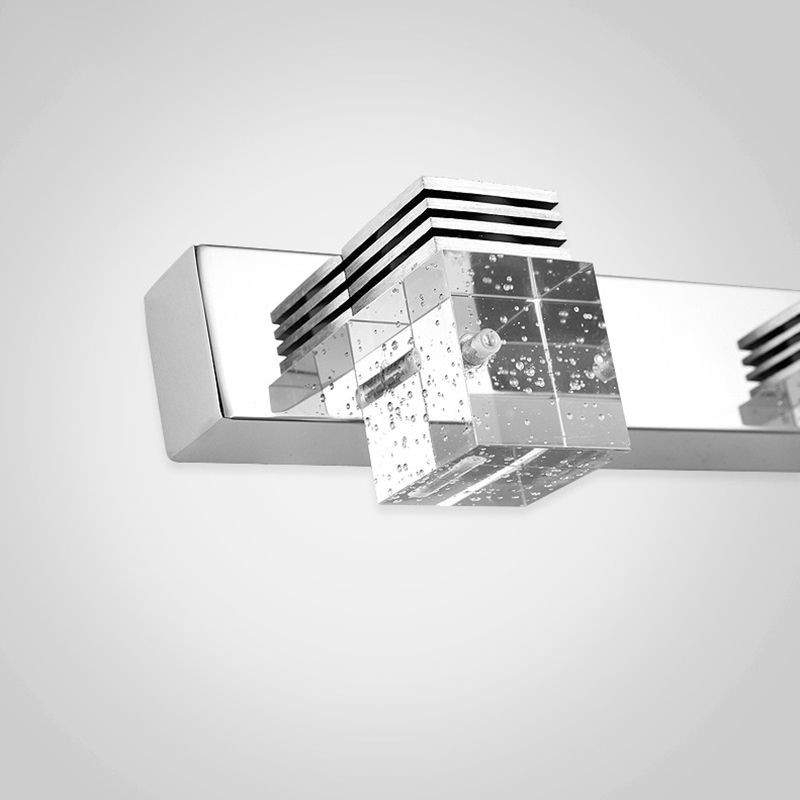 Vanité en acier inoxydable Vanité Sconce Bubble Crystal Block Vanité Lumière Au-dessus du miroir pour la salle de bain
