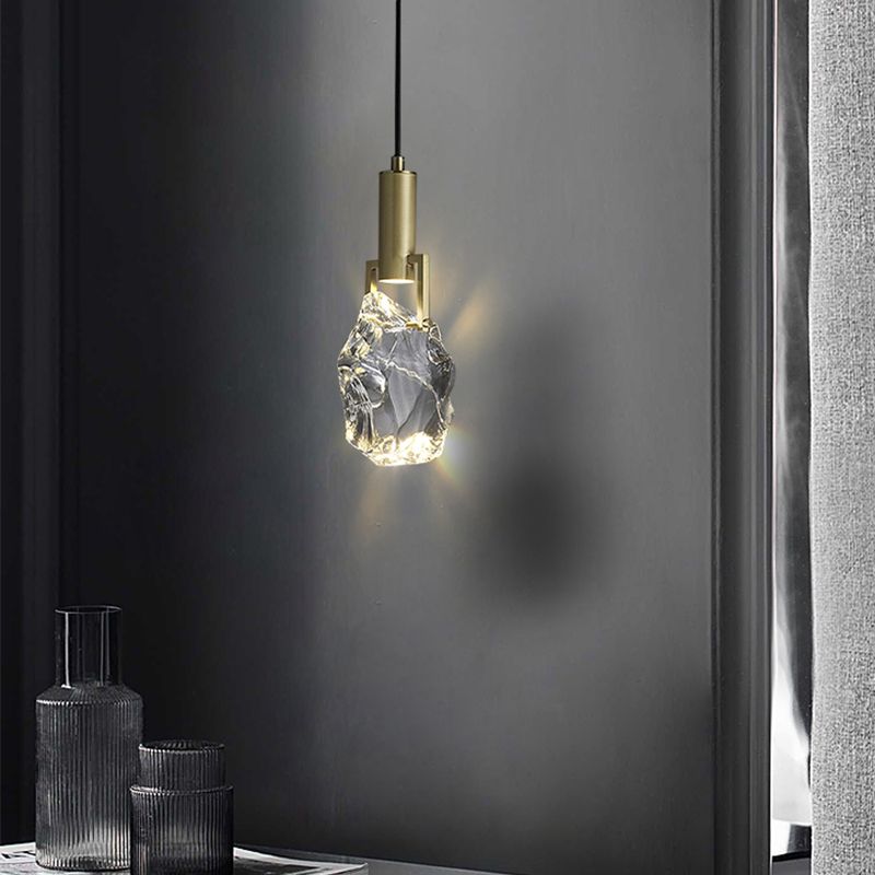 Cristaux clairs bloque les éclairages suspendus 11 "H lampe suspendue en or pour la table à manger