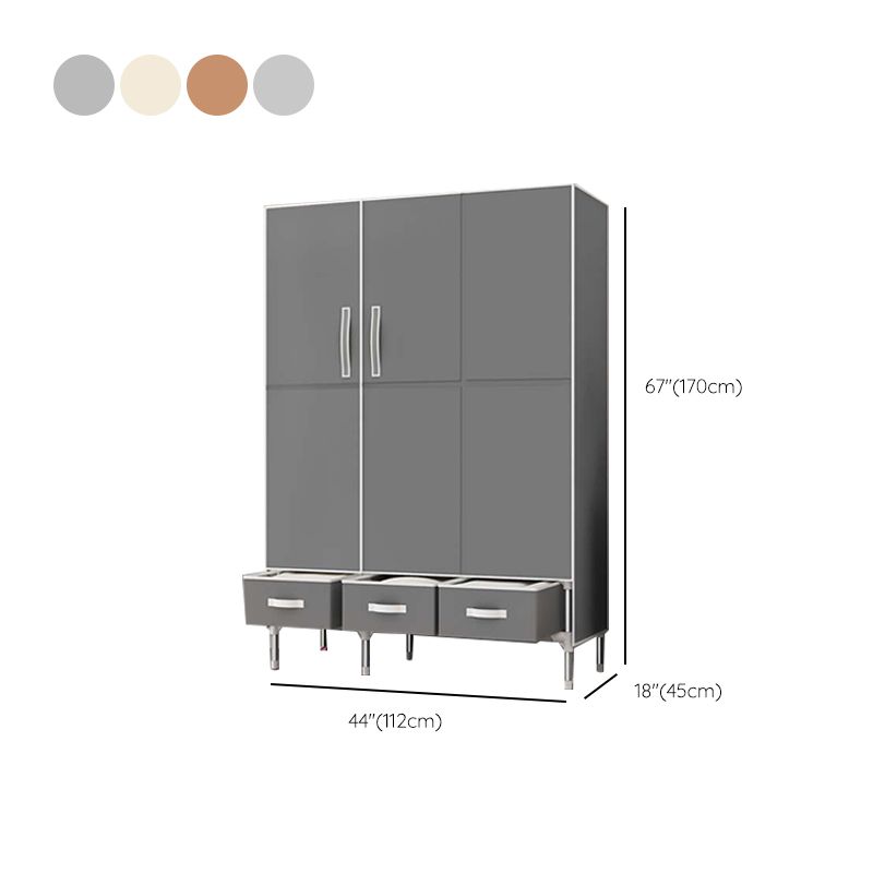 Hinged Wardrobe Cabinet Steel Wardrobe Armoire with Garment Rod