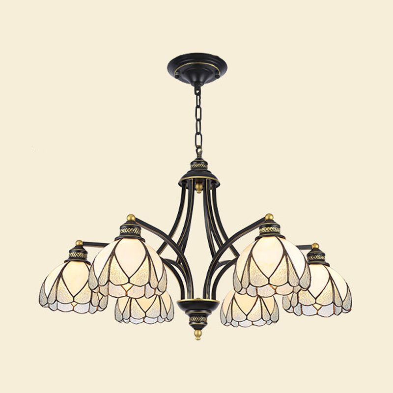 Lampadario a soffitto smerlato 3/6/8 luci colorate in vetro illuminazione a sospensione Tiffany in rosso/giallo per soggiorno