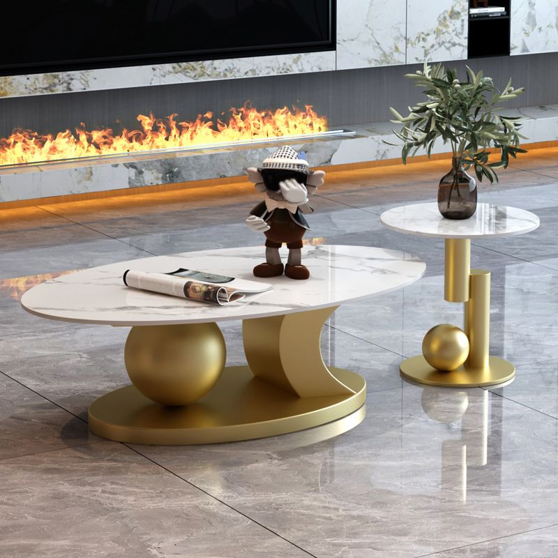 Glam Abstracts Coffee Cocktail Table Oval Cocktail Table for Home