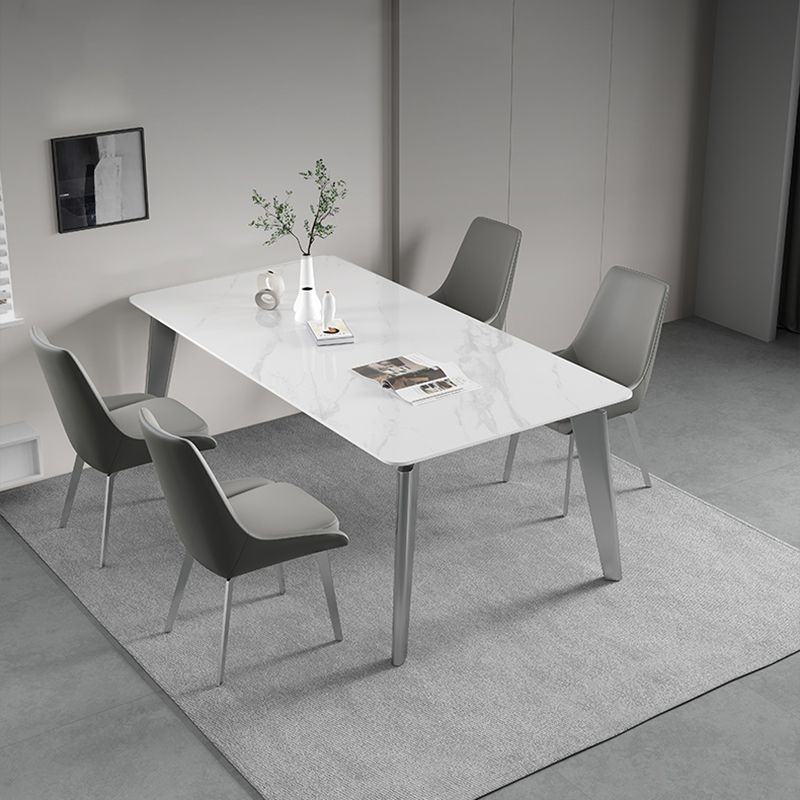 Sintered Stone Top White Table for Restaurant Modern Kitchen Table with 4 Legs