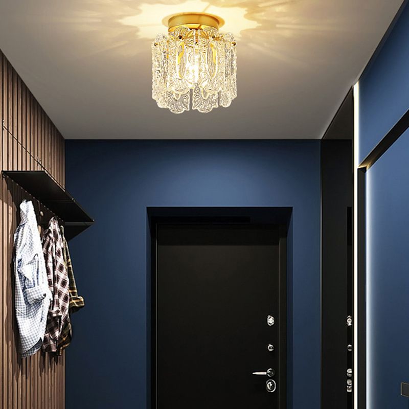 Crystal Lighting Fixture Gold Modern Flush Mounted Ceiling Lights for Foyer