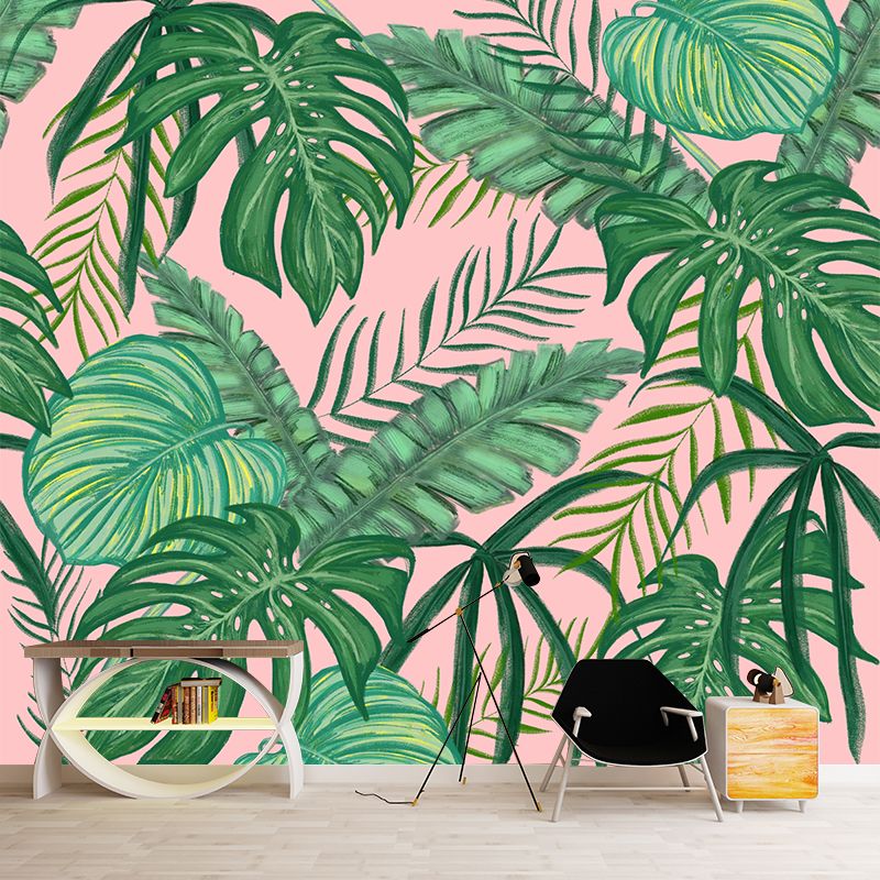 Tropical Leaves Wall Decals Full Size Vinyl Art Mural for Living Room Sofa TV Background