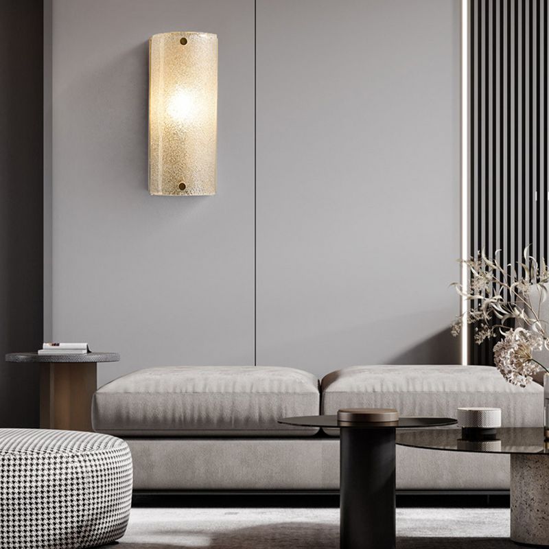 Modern Metal Wall Sconce Semicircle Shape Wall Light with Glass Shade for Bedroom