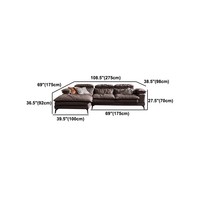 Modern Style Sofa Bed Imitation Leather Material Grey/khaki/coffee Feather Padded Sofa