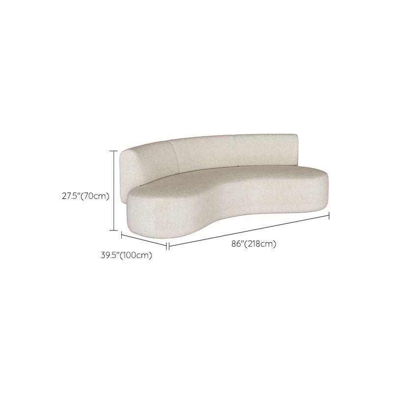 Scandinavian Settee Fabric Living Room Armless Curved Cushions White Sofa