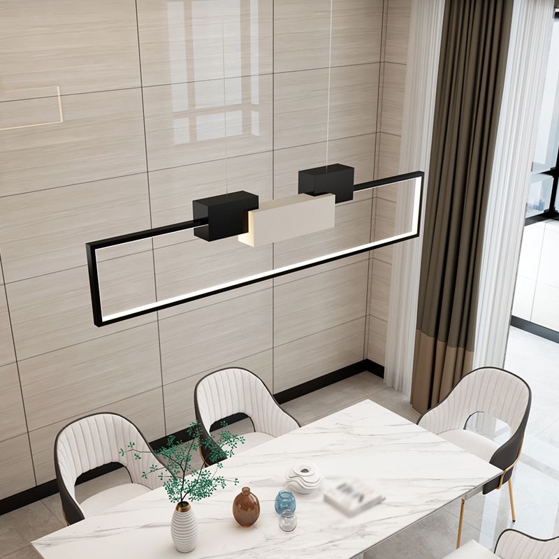 Luces colgantes de forma de rectángulo de estilo contemporáneo accesorios de iluminación de metal