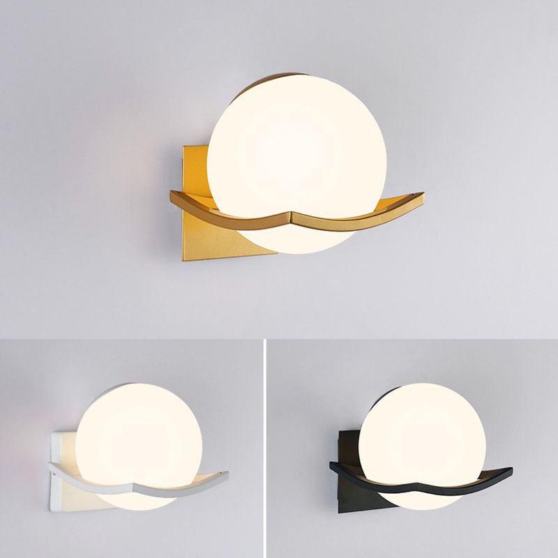 1 Lichtmilch weiße Glaskugel Wandlampe Nordischer Stil Einfachheit Nacht Beleuchtung für Schlafzimmer
