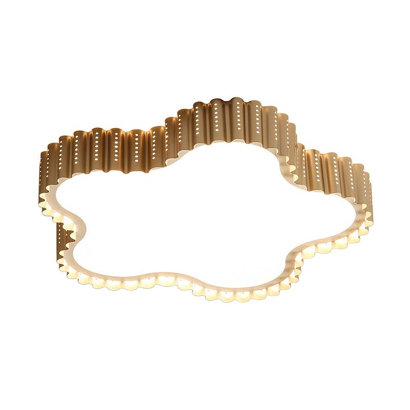 Square/Flower/Rectangle Flush Mount Light Modern Iron Gold LED Flushmount Ceiling Lamp in Warm/White Light with Circle Cutouts