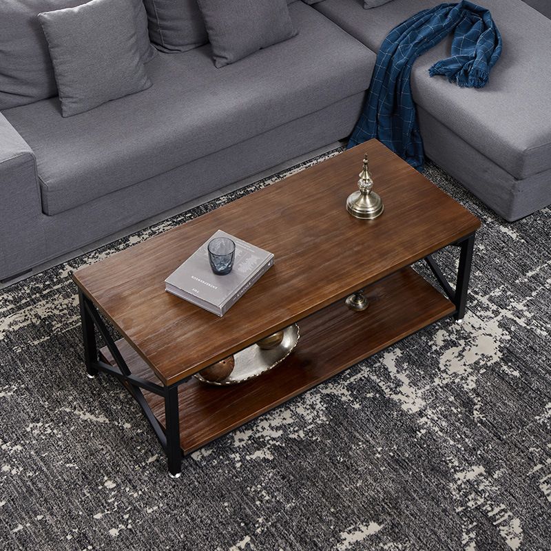 Rectangular Frame Cocktail Table Contemporary Coffee Table with Storage