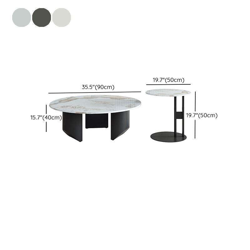 Modern Slate Coffee Table Round Coffee Table for Living Room
