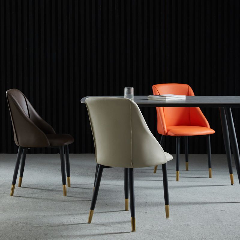 Scandinavian Pu Leather Restaurant zijstoel Matte Finish Parsons Dining Chair (set van 4)