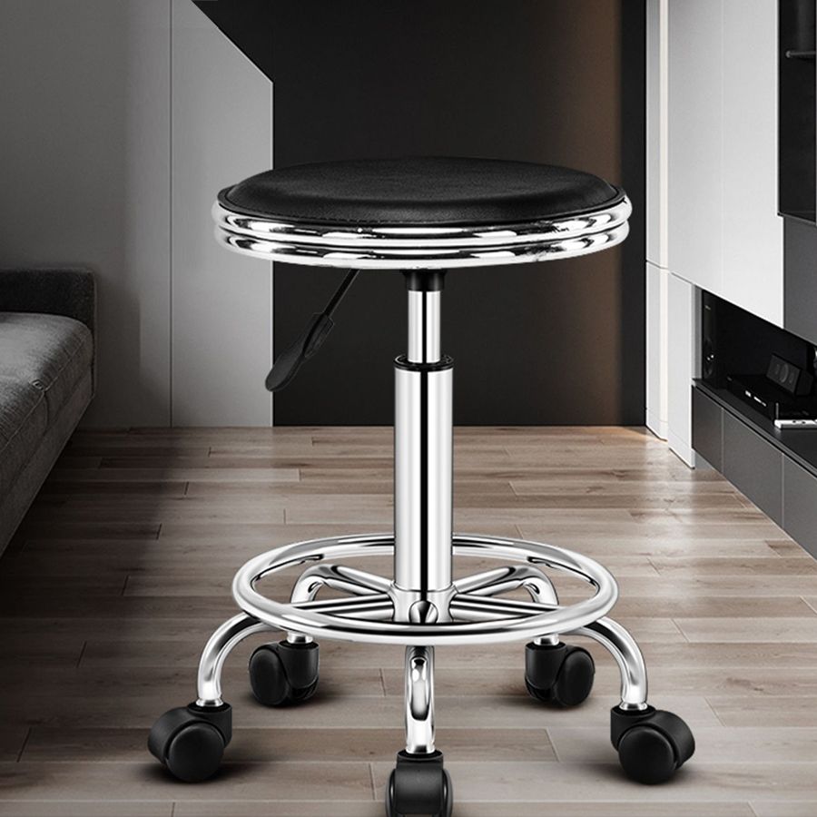 Modern Liftable Rotatable Counter Stool Steel Beauty Shop Bar Stool with Leather Cushion