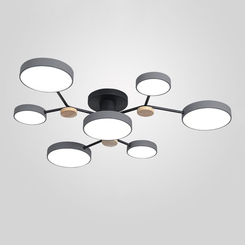 Multi Light Circle Ceiling Lamp Modern Macaron Style Metal Ceiling Lighting for Bedroom