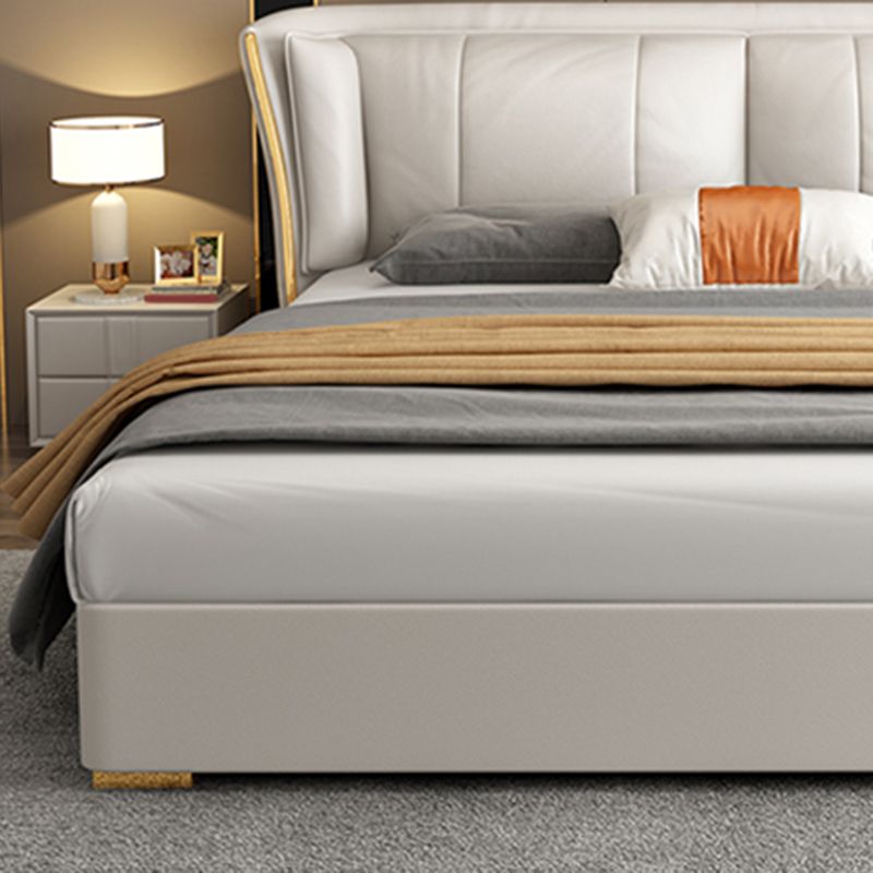 Modern & Contemporary Standard Bed Pine Wood Bed Frame with Metal Legs