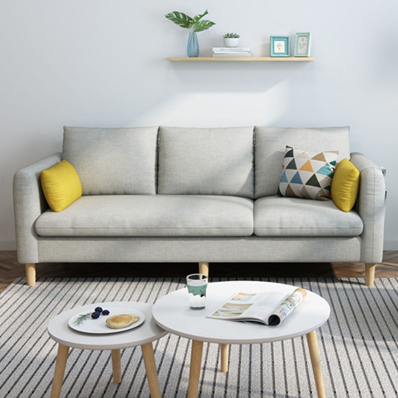 Contemporary Fabric Slipcovered Square Arm Pillows Standard Seating