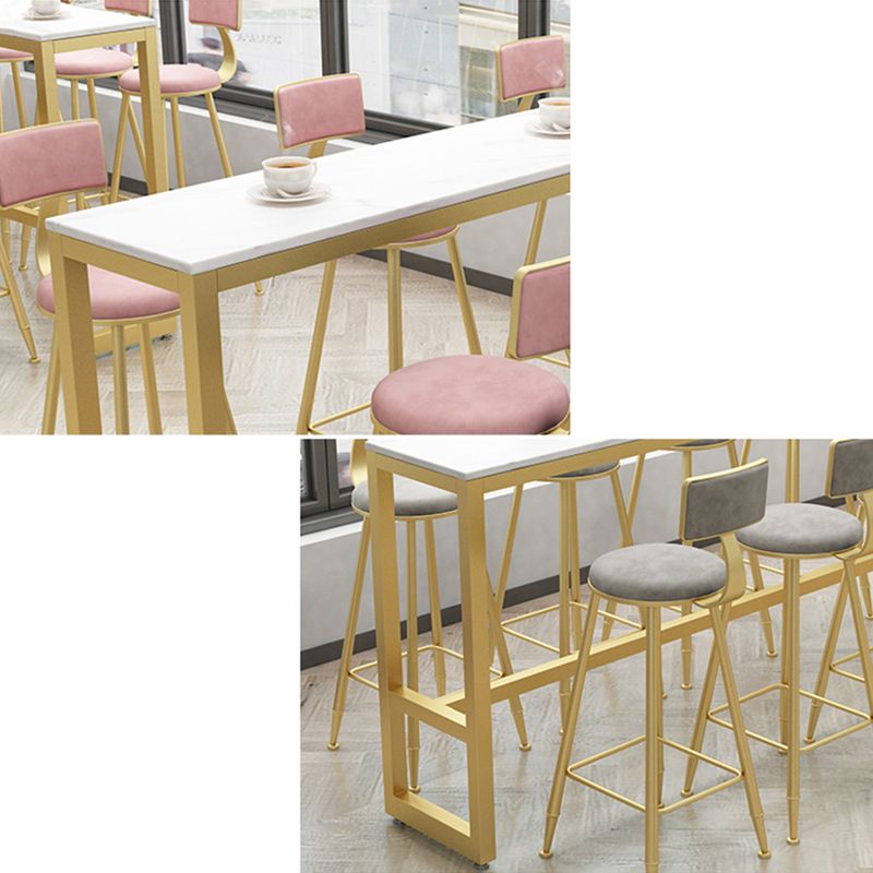 Metal Low Back Dining Stools Armless Bar Stools with Footrest