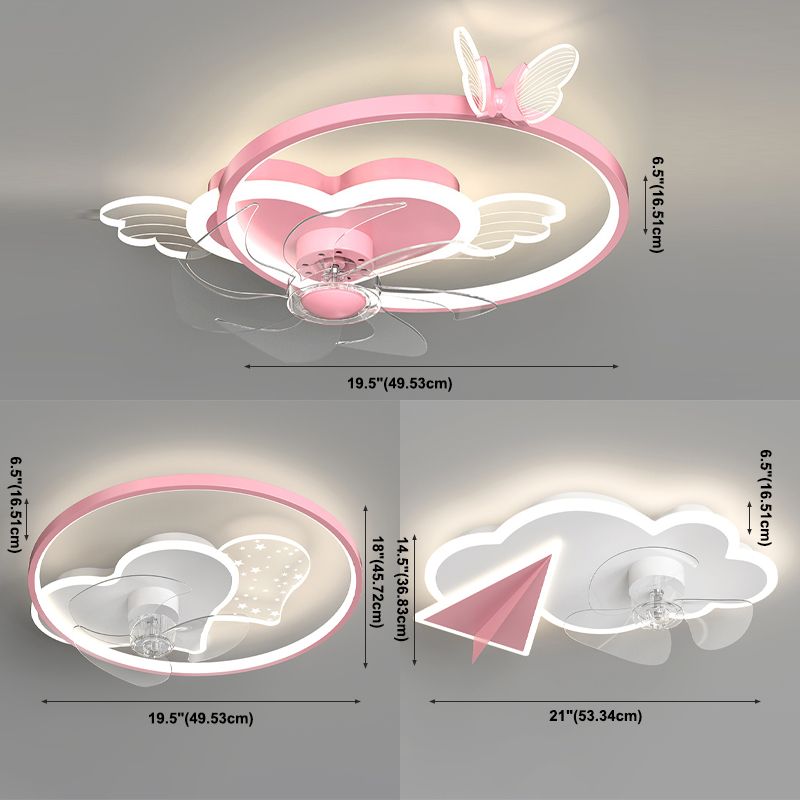 Ventilador de techo circular minimalista de moda Luz de acrílico para niños LED LED SEMI FLUSH LUCH