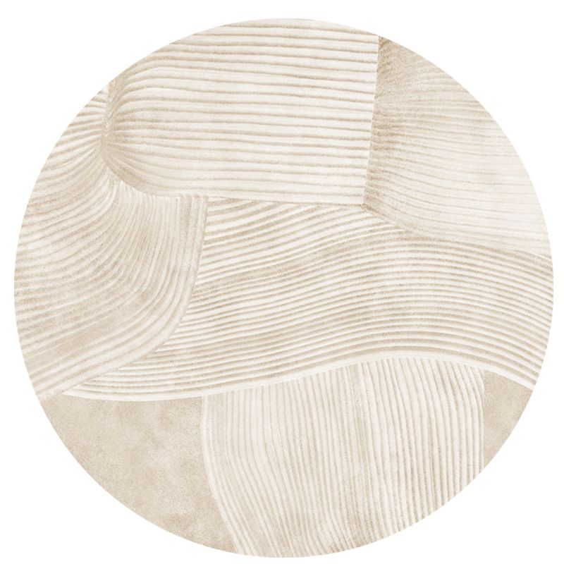 Beige Modern Area Carpet Stripe Pattern Polyester Area Rug Anti-Slip Easy Care Rug for Home Decor