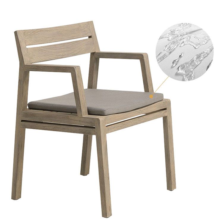 Contemporary Solid Wood Dining Armchair Open Back Patio Arm Chair