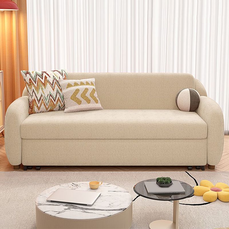 Beige Daybed Metal Frame Kids Bed with Mattress and Headboard