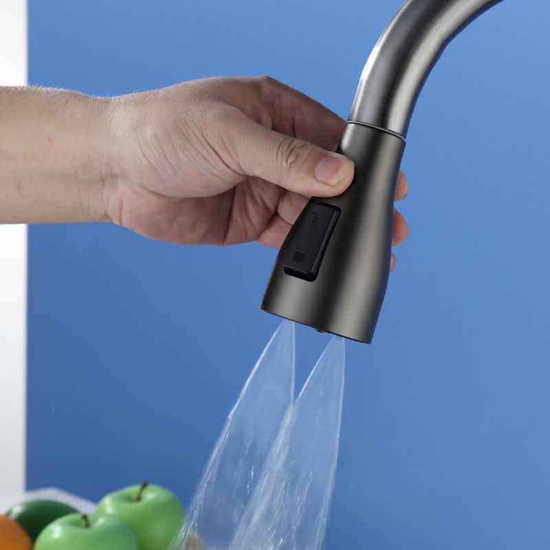 Contemporary Style Kitchen Faucet Copper 1-Handle Retractable High Arc Kitchen Faucet