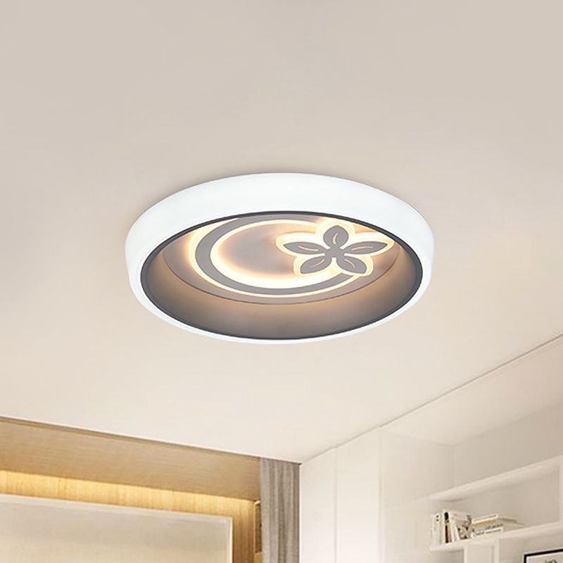 Rond plafond dicht bij plafondverlichting Noordse acryl eetkamer LED inbouwlamp met bloemmotief in wit