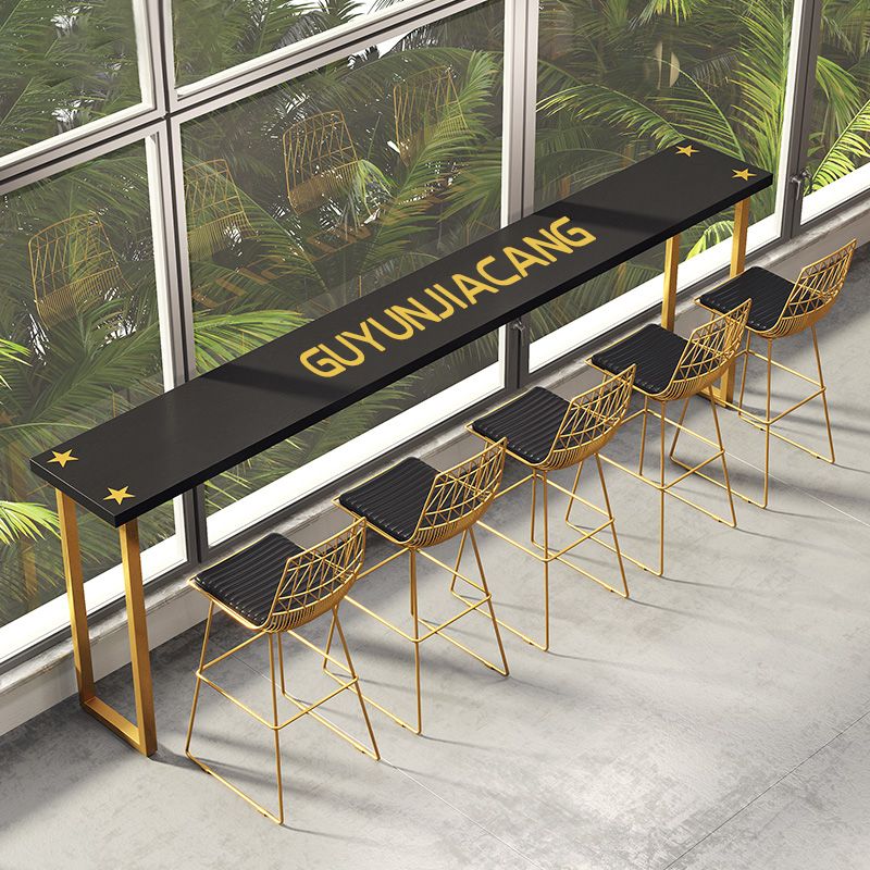 Glam Indoor Bar Dining Table Black Rectangle Counter Wine Table