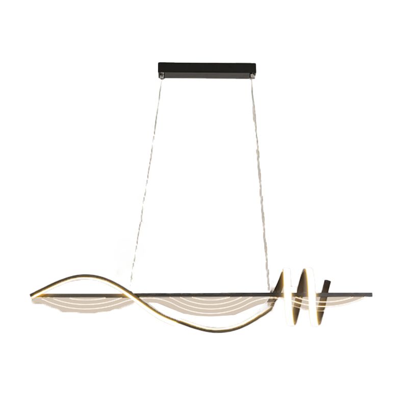 Strip Shape Island Lamp LED Island Hanging Lamp with Silica Gel Shade for Dining Room