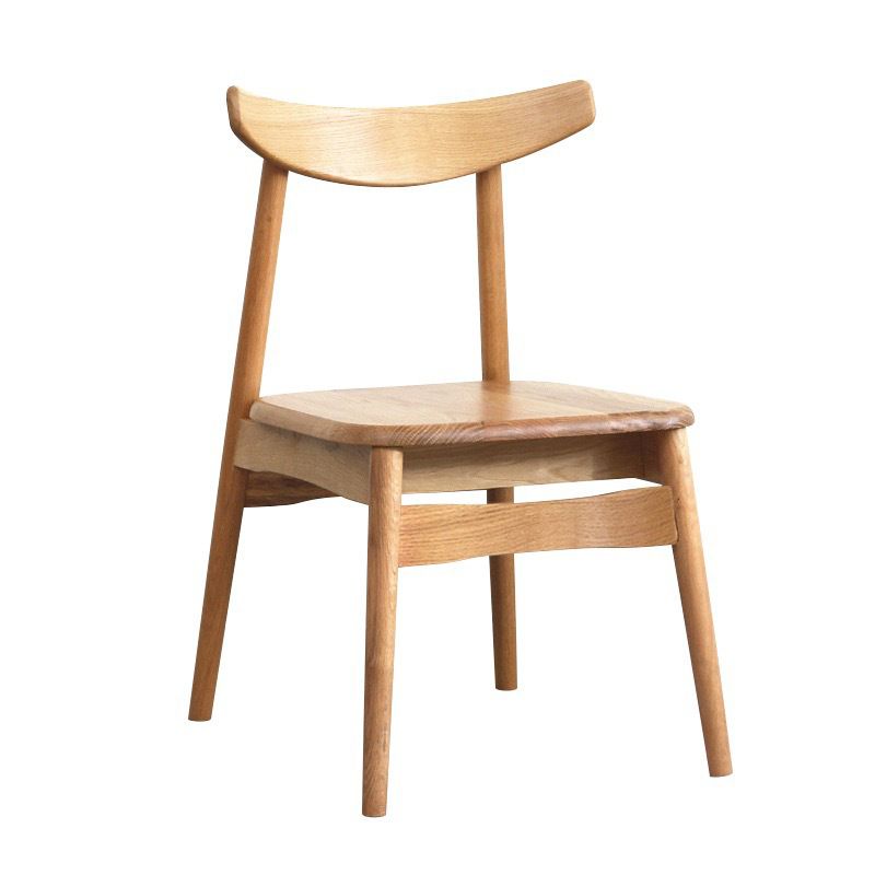 Contemporary Style Wood Dining Chair Stackable Ladder Back Arm Chair for Home