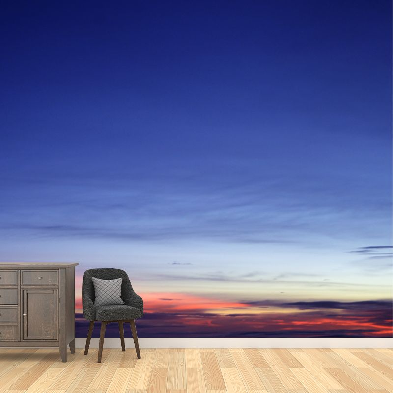Modern Sunset Glow Wall Mural Indoor Personalized Wall Art in Blue, Waterproofing