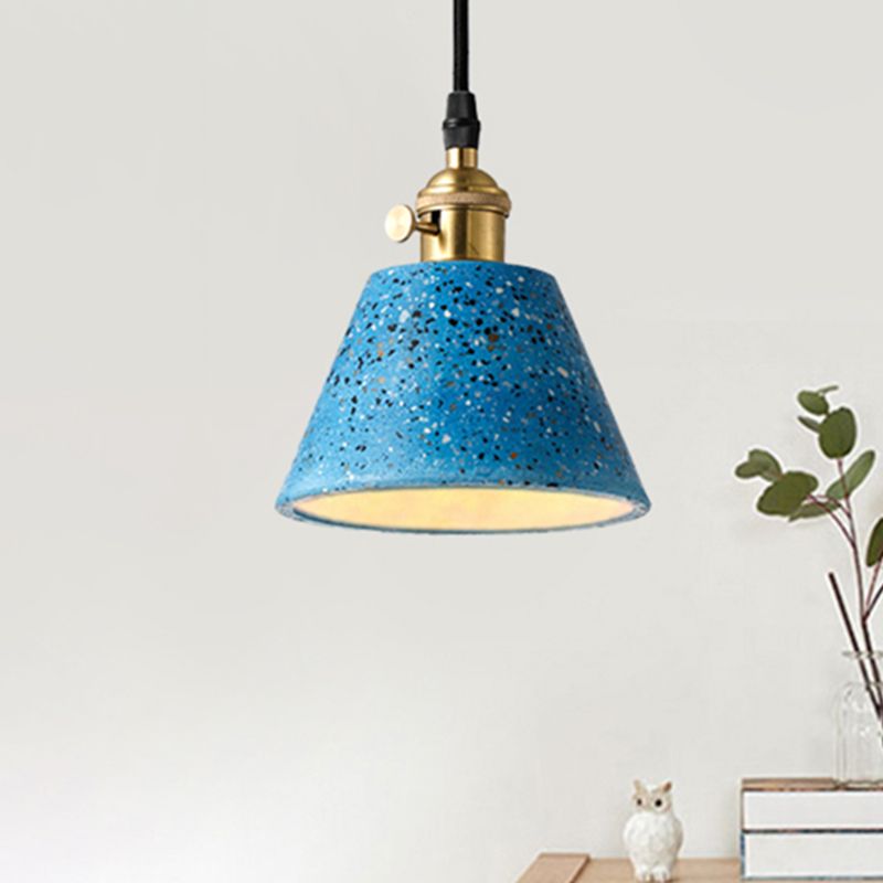 1 iluminación colgante de luz con tono de hormigón de cono en estilo nórdico negro/azul/verde colgante
