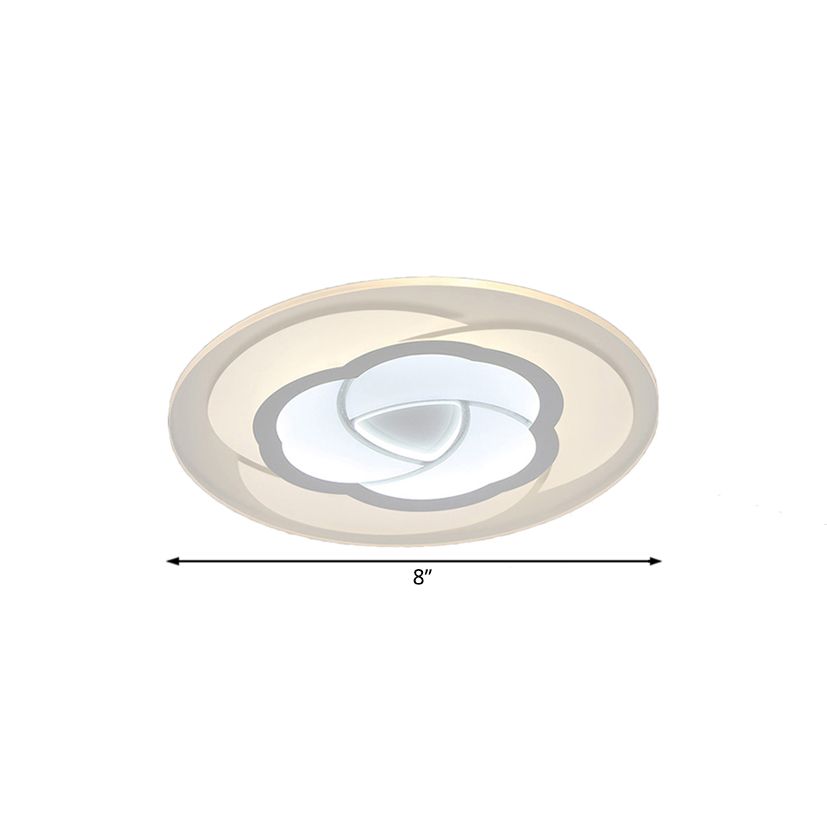 Luz LED empotrada para dormitorio de 8 "/16,5"/20,5 "de ancho con pantalla acrílica tipo flor lámpara de techo blanca en luz cálida/blanca