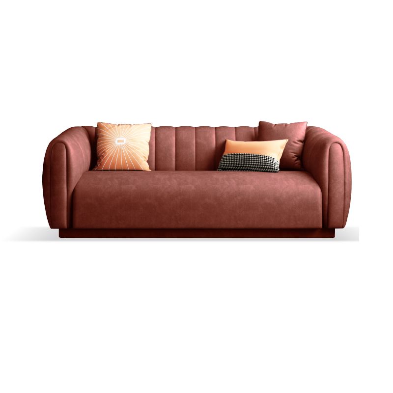Contemporary 31.5" H Faux Leather Tuxedo Arm Sewn Pillow Back Sofa