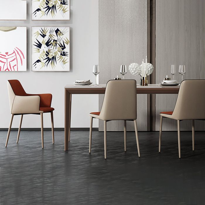 Sillas sin brazos con respaldo sólido contemporáneo, sillas de comedor de cuero para cocina