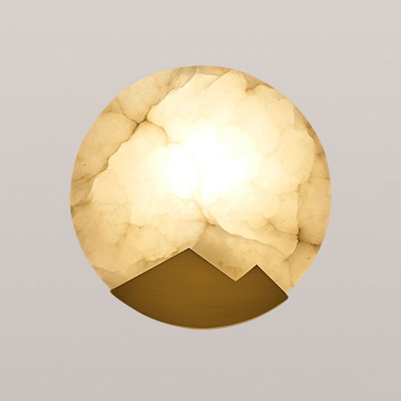 Modern Brass Wall Light Gold Round 8" High Wall Sconce Lamp for Bedroom