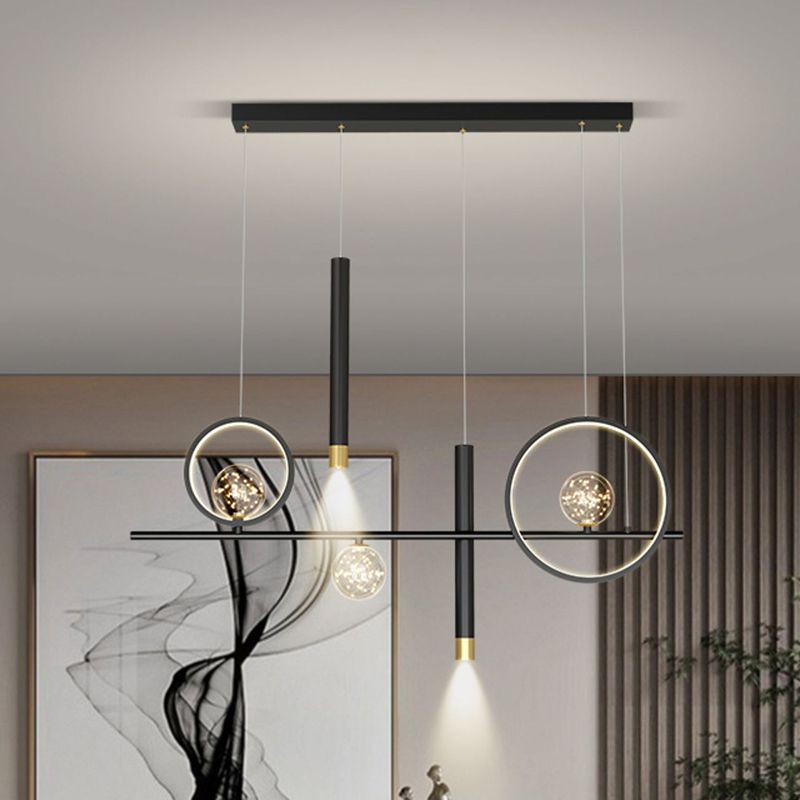 Nuove moderne idee di illuminazione dell'isola a led in metallo Lampada lampadario lineare per sala da pranzo