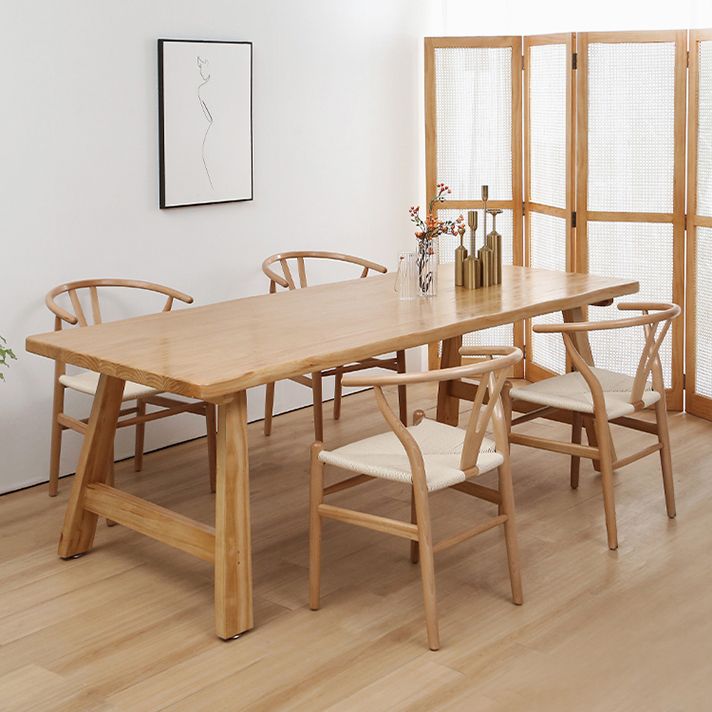 Solid Wood Top Dining Table Modern Simple Table with 4 Legs for Living Room