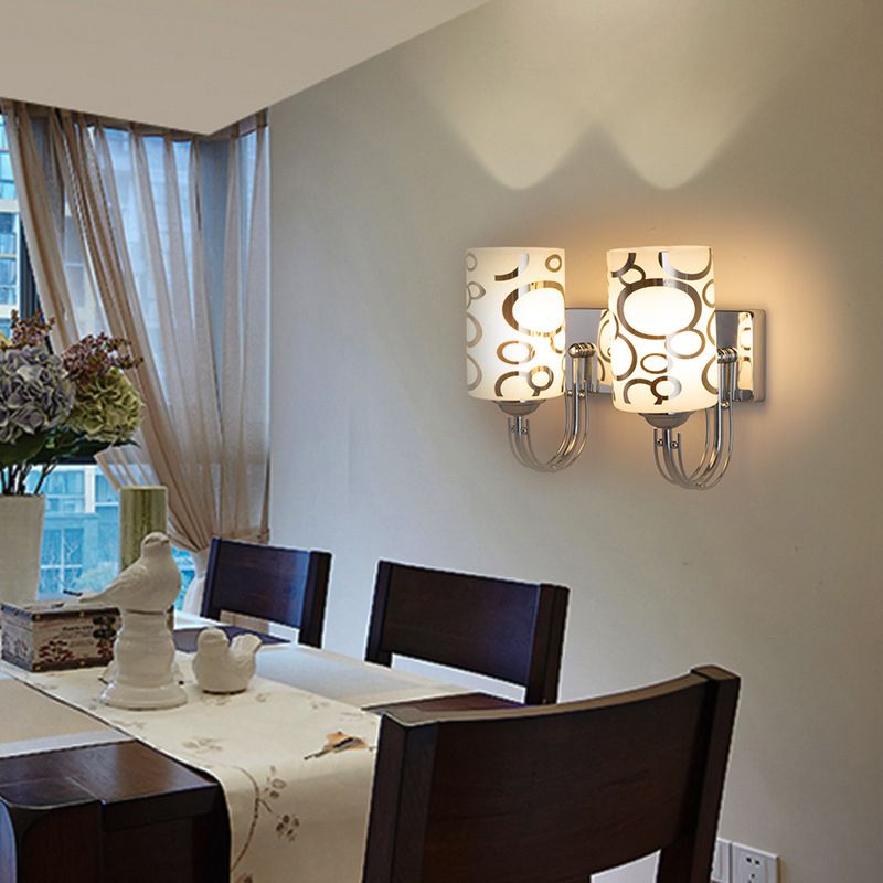 Simple Wall Sconce Cylinder Wall Light Fixture with Glass for Living Room
