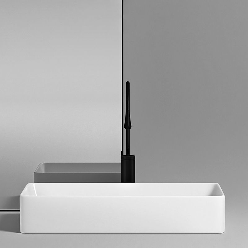 Contemporary Bathroom Sink Porcelain Rectangular Vessel with Pop-Up Drain