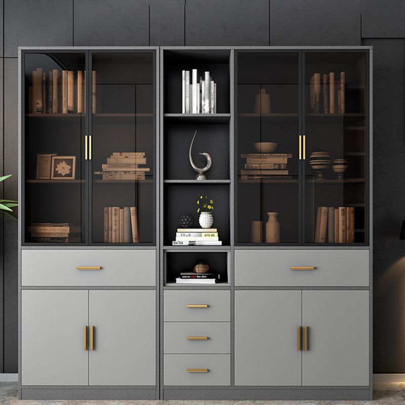 Contemporary Closed Back Bookcase Engineered Wood Vertical Bookshelf with Shelves