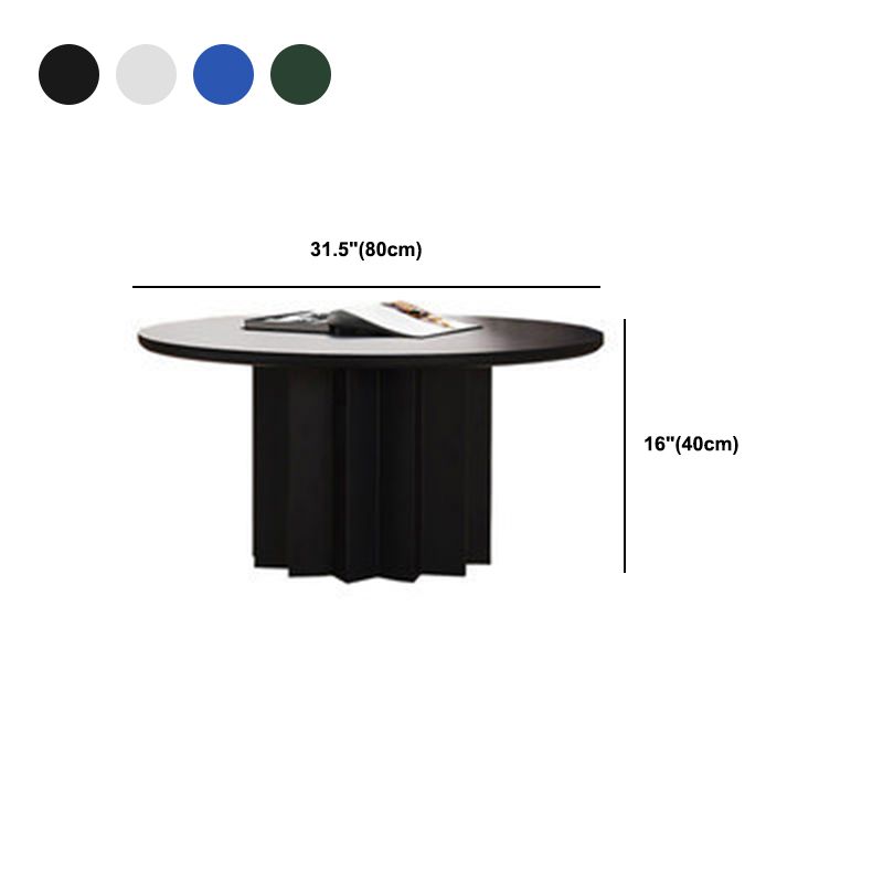 Solid Wood Blue/white/green/black Single Foot Base Design Round Coffee Table