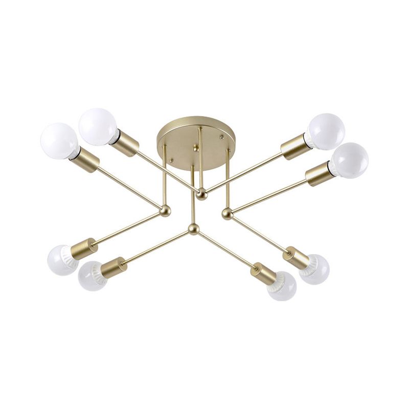 Metal Radial Chandelier Lighting Contemporary 8 Heads Gold Ceiling Hanging Light