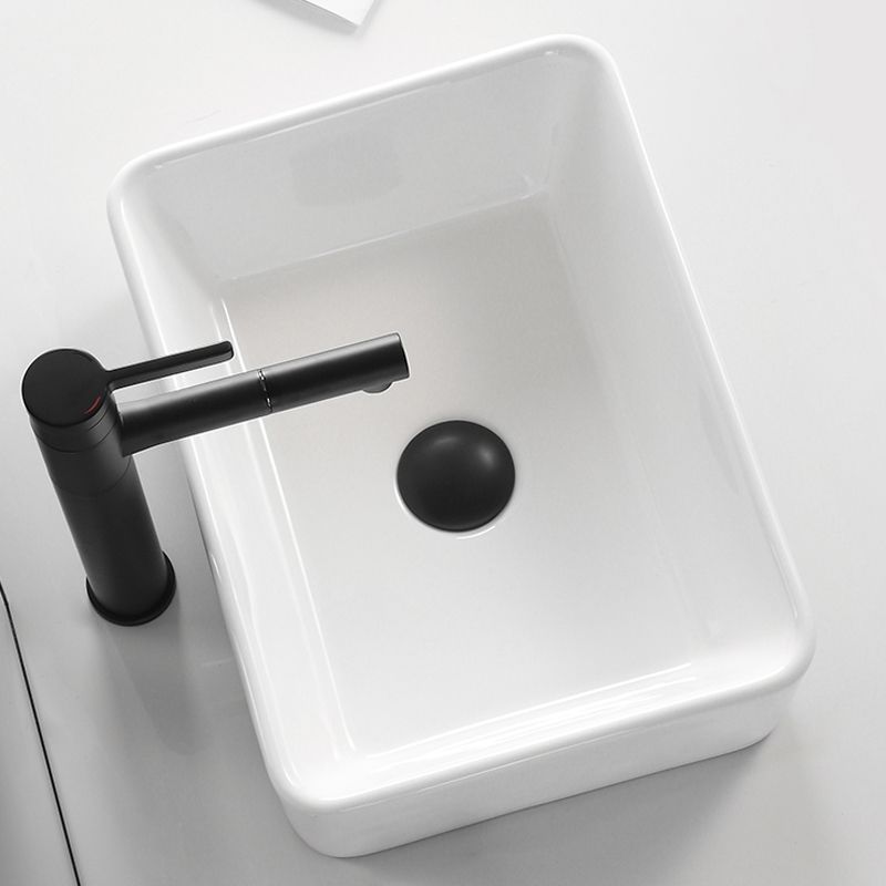 Contemporary Bathroom Sink Porcelain Solid Color Rectangular Vessel Bathroom Sink