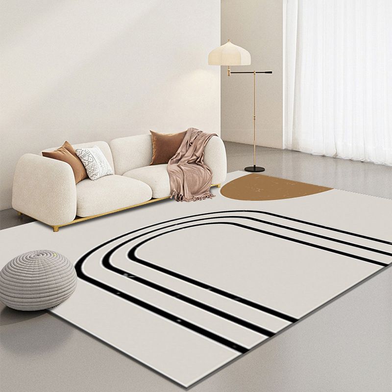 Gray Modern Carpet Polyester Semicircle Carpet Washable Carpet for Home Decor