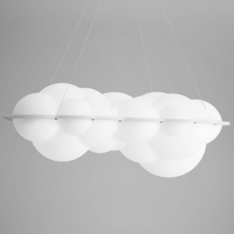 Contemporary Hanging Light Cloud Island Light Fixture in White for Dining Room