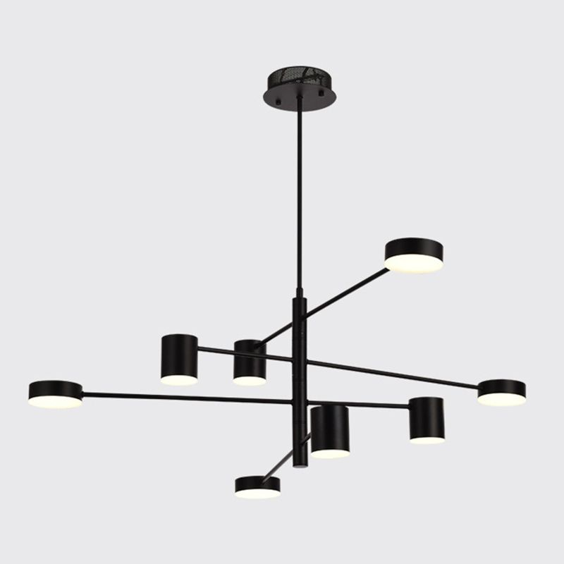 Black Sputnik Pendant Lighting Fixture Modern Style LED Metal Hanging Chandelier