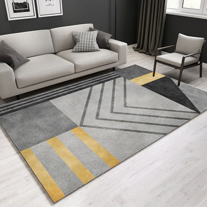 Minimal Multi-Color Geometric Rug Synthetics Contemporary Carpet Machine Washable Pet Friendly Anti-Slip Backing Rug for Great Room